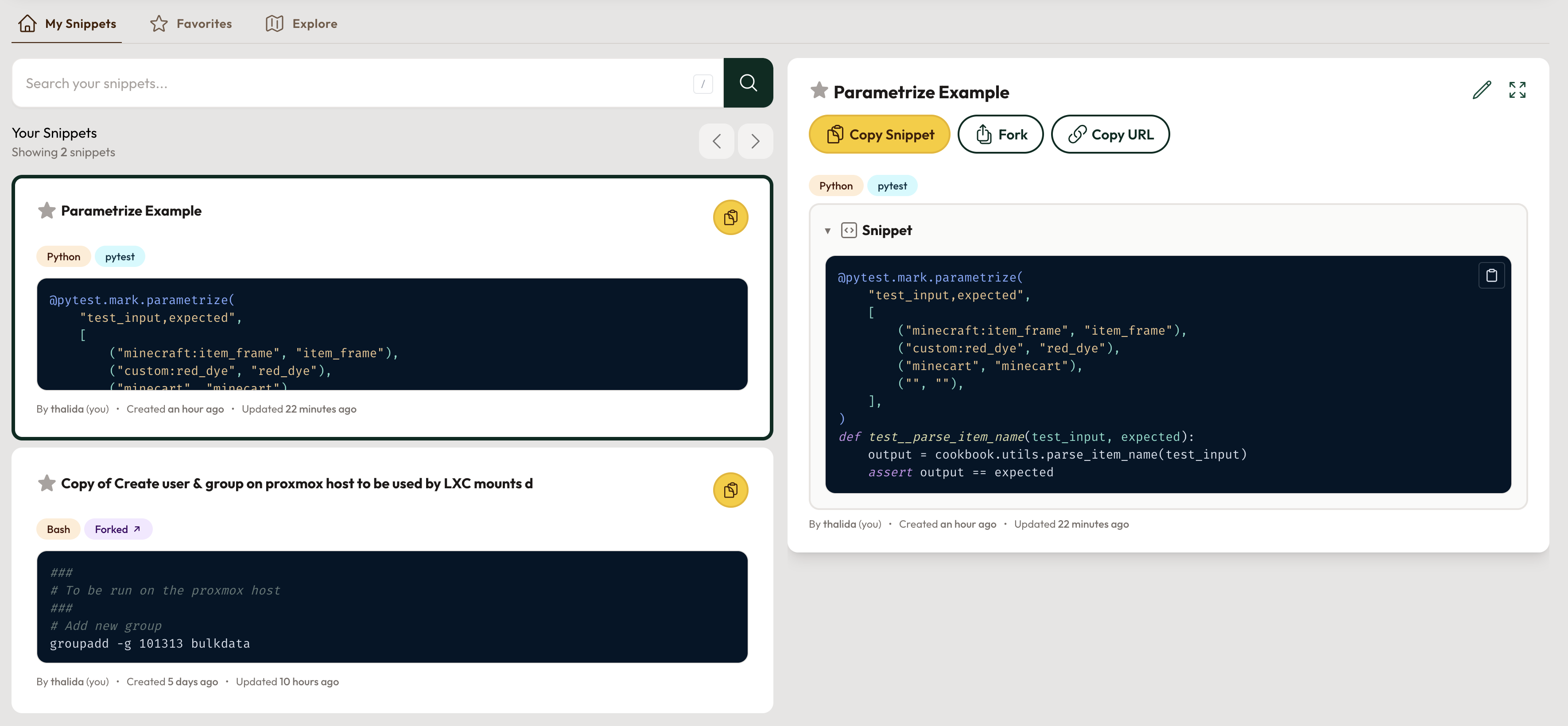Snippet Manager Dashboard
